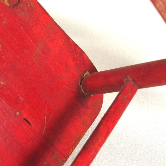 Vintage Doll Rocking Chair 14.5" Tall Red Yellow Wood Chair Primitive Folk Art - Picture 6 of 9